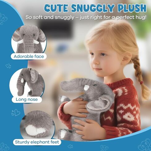 Elephant Plush Stuffed Animal with Multiple Realistic Sounds – Soft Cuddly Toy for Kids & Adults – Fun Gift for Baby Shower, Birthday, Christmas in Saudi Arabia