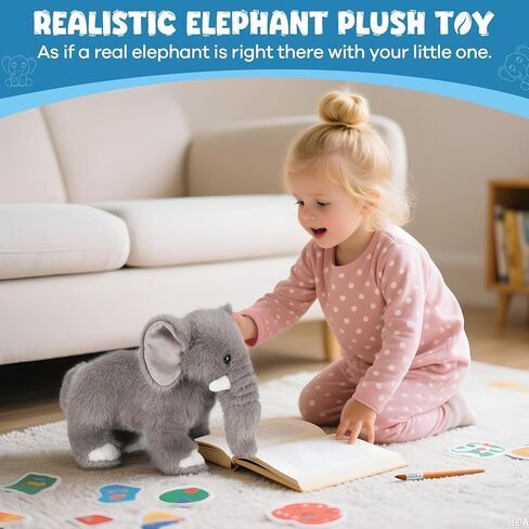 Elephant Plush Stuffed Animal with Multiple Realistic Sounds – Soft Cuddly Toy for Kids & Adults – Fun Gift for Baby Shower, Birthday, Christmas in Saudi Arabia