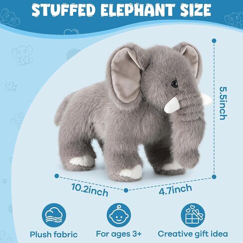 Elephant Plush Stuffed Animal with Multiple Realistic Sounds – Soft Cuddly Toy for Kids & Adults – Fun Gift for Baby Shower, Birthday, Christmas in Saudi Arabia