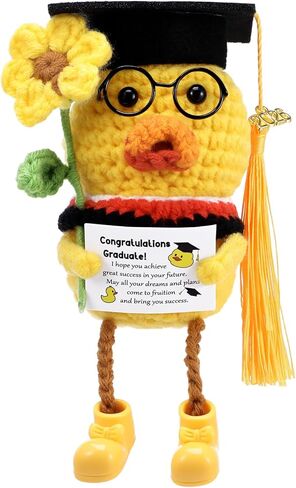 Graduation Gifts Class of 2026, Positive Crochet Ducks with Grad Cap, Emotional Cheer Support Knitted Animals Long Leg Duck Toy Cute Handmade Inspirational Duck High School College Present in Kuwait
