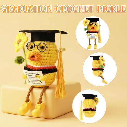 Graduation Gifts Class of 2026, Positive Crochet Ducks with Grad Cap, Emotional Cheer Support Knitted Animals Long Leg Duck Toy Cute Handmade Inspirational Duck High School College Present in Kuwait