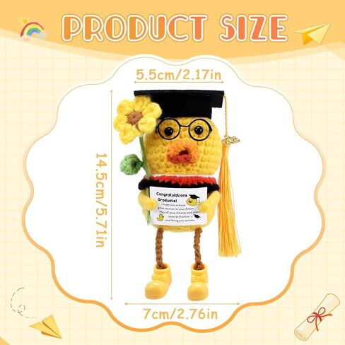 Graduation Gifts Class of 2026, Positive Crochet Ducks with Grad Cap, Emotional Cheer Support Knitted Animals Long Leg Duck Toy Cute Handmade Inspirational Duck High School College Present in Kuwait