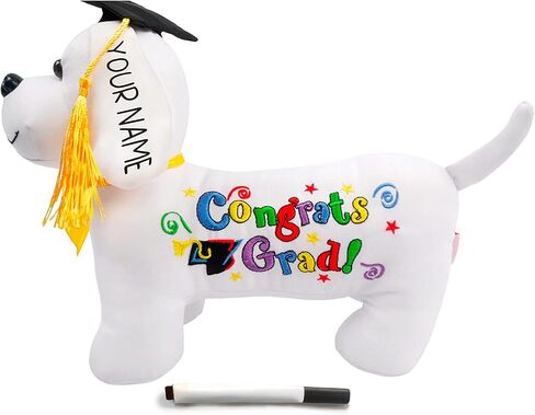 Printualist Personalized Class of 2026 Graduation Dog 12 Inch - Custom Autograph Congratulations Gift Stuffed Animal with Custom Name and Year - Congrats Grad in Saudi Arabia