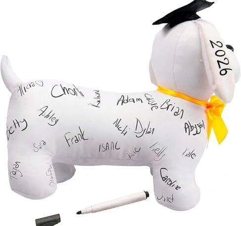 Printualist Personalized Class of 2026 Graduation Dog 12 Inch - Custom Autograph Congratulations Gift Stuffed Animal with Custom Name and Year - Congrats Grad in Saudi Arabia