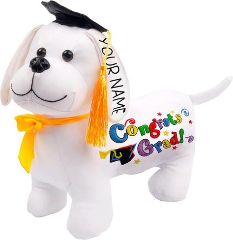Printualist Personalized Class of 2026 Graduation Dog 12 Inch - Custom Autograph Congratulations Gift Stuffed Animal with Custom Name and Year - Congrats Grad in Saudi Arabia