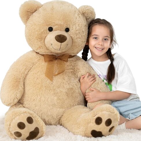 Tezituor Big Teddy Bear Stuffed Animal 39inch - Classic Large Teddy Bear - Brown Large Stuffed Bear Plush Toys for Kid Christmas Birthday - Gift for Girlfriend in Saudi Arabia