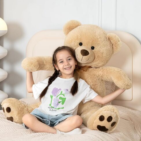 Tezituor Big Teddy Bear Stuffed Animal 39inch - Classic Large Teddy Bear - Brown Large Stuffed Bear Plush Toys for Kid Christmas Birthday - Gift for Girlfriend in Saudi Arabia