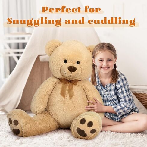 Tezituor Big Teddy Bear Stuffed Animal 39inch - Classic Large Teddy Bear - Brown Large Stuffed Bear Plush Toys for Kid Christmas Birthday - Gift for Girlfriend in Saudi Arabia
