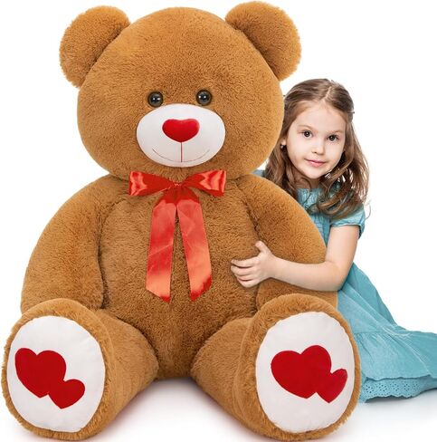 Tezituor Big Teddy Bear Stuffed Animal 39inch - Classic Large Teddy Bear - Brown Large Stuffed Bear Plush Toys for Kid Christmas Birthday - Gift for Girlfriend in Saudi Arabia