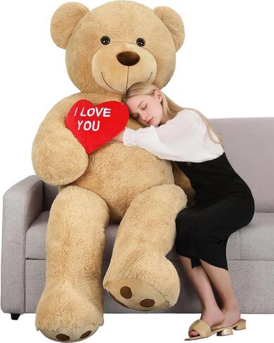 Tezituor Big Teddy Bear Stuffed Animal 39inch - Classic Large Teddy Bear - Brown Large Stuffed Bear Plush Toys for Kid Christmas Birthday - Gift for Girlfriend in Saudi Arabia