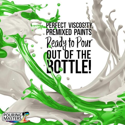 Pouring Masters Neon Green with Envy Ready to Pour Acrylic Pouring Paint - Premium 32-Ounce Pre-Mixed Fluid Acrylic Paint - Fluid Art Supplies for Canvas, Wood, Paper, Tile & Rocks in Kuwait