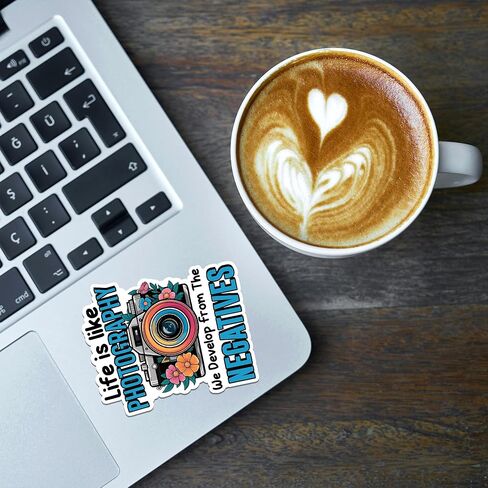 Photographer Sticker 8 Pcs (Large Size) Vinyl Stickers Laptop Waterproof Decal for Car Bumper Photographing Camera Stickers Notebook Luggage Window Birthday Decorations - Size 4 Inches in Saudi Arabia