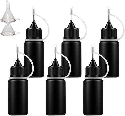 1 Ounce Black Needle Tip Glue Bottle, Tip Applicator Bottle with 2 Funnel, for Glue,Liquid,Oil, DIY Crafts Etc, 6 Pcs. in Saudi Arabia