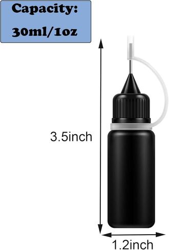 1 Ounce Black Needle Tip Glue Bottle, Tip Applicator Bottle with 2 Funnel, for Glue,Liquid,Oil, DIY Crafts Etc, 6 Pcs. in Saudi Arabia