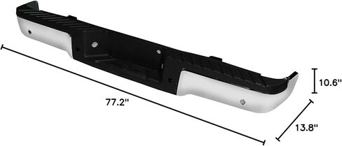 2009-2014 F-150 Rear Bumper,Chrome Steel Rear Step Bumper Assembly Compatible with 2009 2010 2011 2012 2013 2014 Ford F150 F-150 Styleside with Parking Assist Sensor Holes,FO1103166 in Kuwait