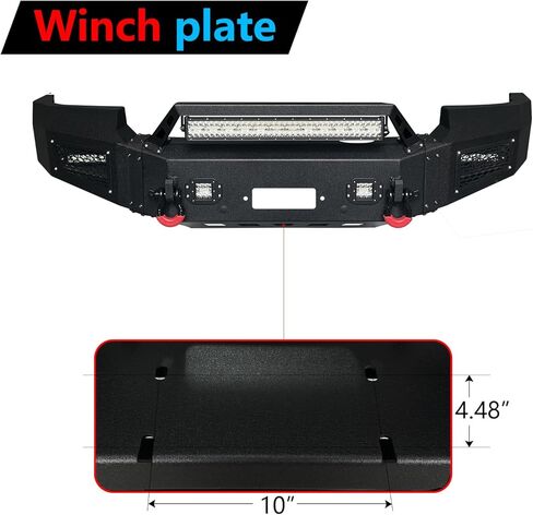 Front and Rear Bumper Upgraded Texture Black Compatible with 2007-2013 GMC Sierra 1500 w/Winch Plate & Sensor Mounting Hole & D-Ring & LED Aluminum Lights in Saudi Arabia