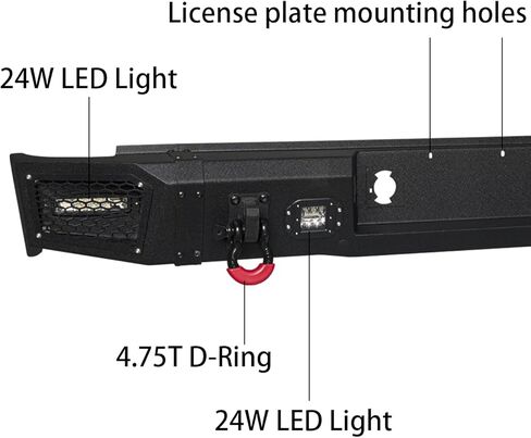 Front and Rear Bumper Upgraded Texture Black Compatible with 2007-2013 GMC Sierra 1500 w/Winch Plate & Sensor Mounting Hole & D-Ring & LED Aluminum Lights in Saudi Arabia