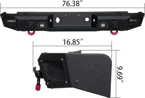 Front and Rear Bumper Upgraded Texture Black Compatible with 2007-2013 GMC Sierra 1500 w/Winch Plate & Sensor Mounting Hole & D-Ring & LED Aluminum Lights in Saudi Arabia