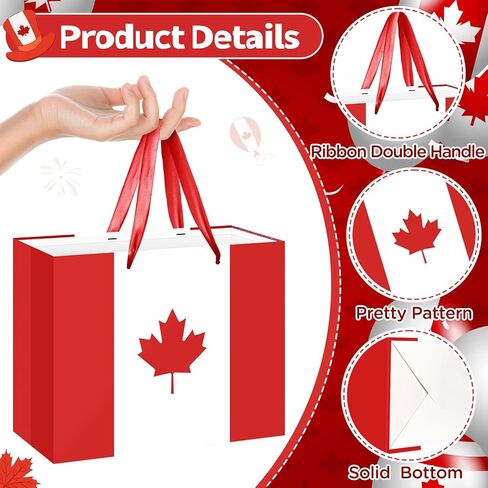 Canada CA Flag Gift Bag with Card & Wrapping Paper,Maple Leaf Gift Bag for Canadian Theme Party Decorations,National Day of Canada,Canada Day,Fiesta Carnival,Birthday Souvenirs Goodie Treat Bag in Saudi Arabia