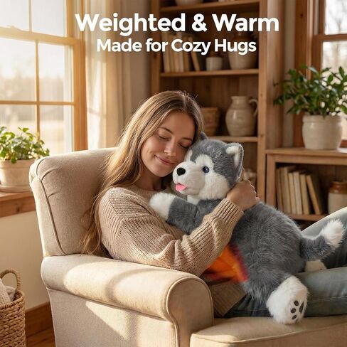 Mewaii Weighted Stuffed Animals with Microwavable Heating Pad - 5 lbs Adjustable, Heatable & Coolable Dog Stuffed Animal for Realistic Hug, Removable Inner Pad, Plush Gifts for Adults & Kids(23 Inch) in Saudi Arabia