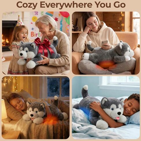 Mewaii Weighted Stuffed Animals with Microwavable Heating Pad - 5 lbs Adjustable, Heatable & Coolable Dog Stuffed Animal for Realistic Hug, Removable Inner Pad, Plush Gifts for Adults & Kids(23 Inch) in Saudi Arabia