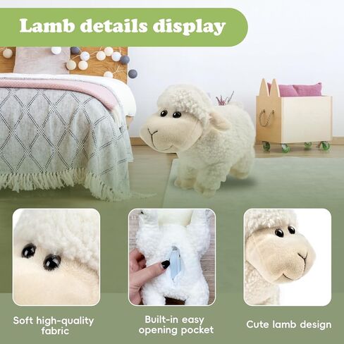 Tiny Heart Screaming Sheep Toy Stuffed Animal with Sound Interactive Baby Lamb Plush Cute Soft Makes Funny Sounds Liven Up Atmosphere Party Gift for Friends Coworkers (White Standing) in Saudi Arabia