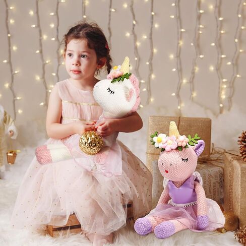 Meooeck 2 Pcs 16 Inch Unicorn Stuffed Animals Plush Ballerina Doll Soft Unicorn Cute Ballerina Toys Ballet Stuffed Animals Toys Decorations Wedding Birthday Gift for Girls, 2 Colors in Kuwait
