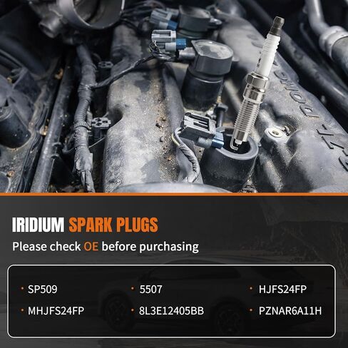 8 عبوات من شمعات الإشعال البلاتينية إيريديوم SP509 HJFS24FP مناسبة لفورد F150 إكسبيديشن F250 F350 إكسبلورر موستانج لينكولن نافيجيتور 2008 2009 2010 2011 2012 2013 2014 5.4 4.6 V8 in Kuwait