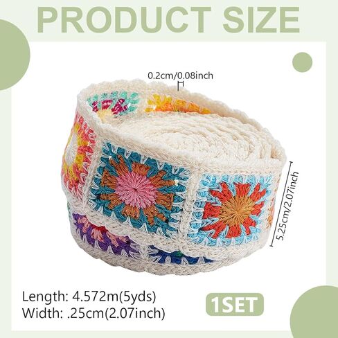 AHANDMAKER 5 Yards Jacquard Embroidery Webbing Strap, 2-1/8 Inch Colorful Ethnic Style Webbing Ribbon Polyester Flower Pattern Woven Trim for DIY Crafts Clothes Embellishment Bag Camera Guitar Straps in Kuwait
