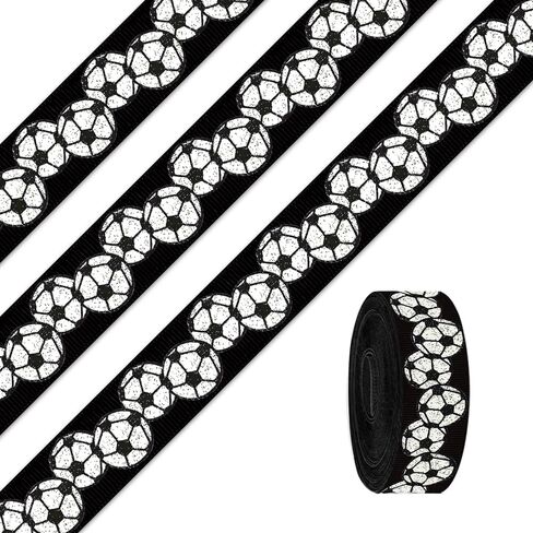 10 Yards Sports Soccer Ribbon for Crafting Sewing, 7/8 Inch Blue Grosgrain Ribbons for Gift Wrapping, Track Field Balls Ribbons for Hair Bow Cheerleader Accessories in Saudi Arabia