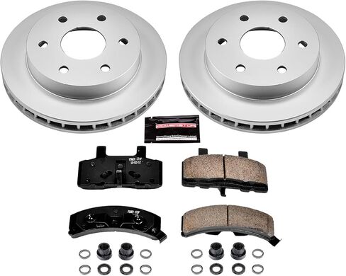 PowerStop Front Brake Kit for Cadillac Escalade 1999-00 |Chevrolet Blazer 1992-94 |K1500 1988-99 |K1500 Suburban 1992-99 - Fully-Coated Disc Rotors with Z17 Ceramic Brake Pads Replacement, CRK1970 in Kuwait