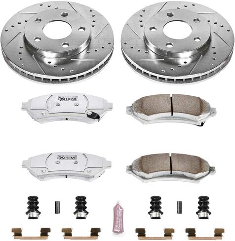 PowerStop Front Brake Kit for Buick Century 1997-05 |LeSabre 2000-05 |Regal 1997-04 |Chevrolet Venture 1997-05 - Carbon-Fiber Ceramic Z26 Brake Pads + Drilled & Slotted Rotors Upgrade, K2553-26 in Kuwait