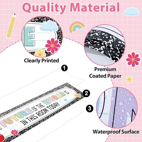 2Pcs Composition Notebook Welcome Banner Poster Composition The Future of The World Is In This Room Today Classroom Decoration 47x12 Inch Motivational Banner Poster for Classroom School Wall Decor in Saudi Arabia