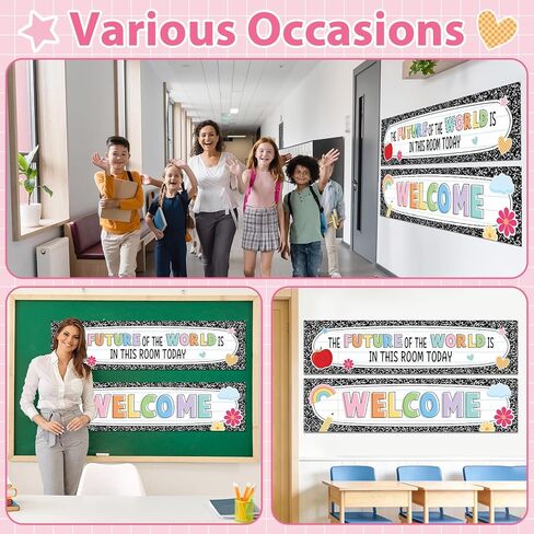 2Pcs Composition Notebook Welcome Banner Poster Composition The Future of The World Is In This Room Today Classroom Decoration 47x12 Inch Motivational Banner Poster for Classroom School Wall Decor in Saudi Arabia