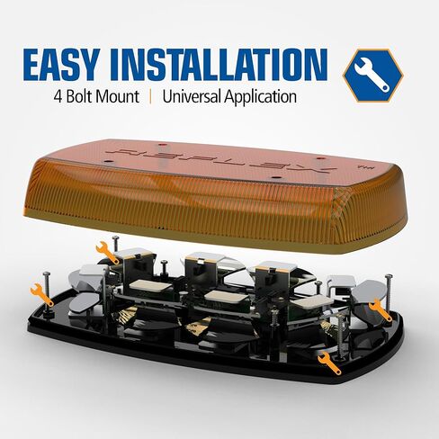ECCO LED Mini Bar Amber 15 Inch Roof Top Light Bar 12V 24V for Cars Trucks Snow Plow Vehicles Warning Caution Lights, 5 year Warranty in Kuwait