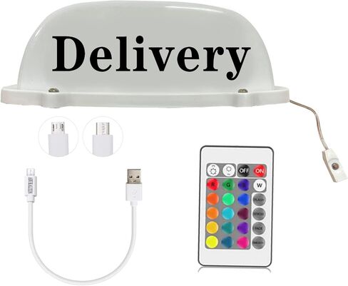 Delivery Car Roof Sign - Waterproof Illuminated Top Roof Light USB Rechargeable Battery with Magnetic Base Remote Control Colorful Dome Light in Saudi Arabia