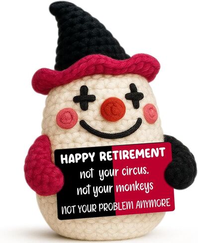 Funny Crochet Clown Retirement Gift for Woman,Retirment Gifts for Women Men 2026,Handmade Happy Retirement Party Decorations Favor,Retired Farewell Gifts for Coworker Boss Lady Manager Friend Mom Dad in Saudi Arabia