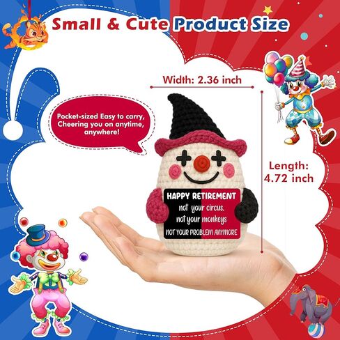 Funny Crochet Clown Retirement Gift for Woman,Retirment Gifts for Women Men 2026,Handmade Happy Retirement Party Decorations Favor,Retired Farewell Gifts for Coworker Boss Lady Manager Friend Mom Dad in Saudi Arabia