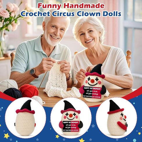 Funny Crochet Clown Retirement Gift for Woman,Retirment Gifts for Women Men 2026,Handmade Happy Retirement Party Decorations Favor,Retired Farewell Gifts for Coworker Boss Lady Manager Friend Mom Dad in Saudi Arabia