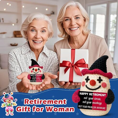Funny Crochet Clown Retirement Gift for Woman,Retirment Gifts for Women Men 2026,Handmade Happy Retirement Party Decorations Favor,Retired Farewell Gifts for Coworker Boss Lady Manager Friend Mom Dad in Saudi Arabia