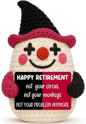 Funny Crochet Clown Retirement Gift for Woman,Retirment Gifts for Women Men 2026,Handmade Happy Retirement Party Decorations Favor,Retired Farewell Gifts for Coworker Boss Lady Manager Friend Mom Dad in Saudi Arabia