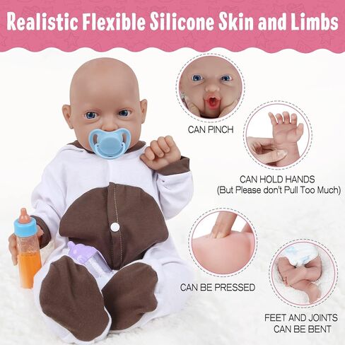 Vollence 23 inch Full Body Silicone Baby Dolls That Look Real,Real Platinum Doll Bald,Soft Lifelike Newborn - Girl in Saudi Arabia