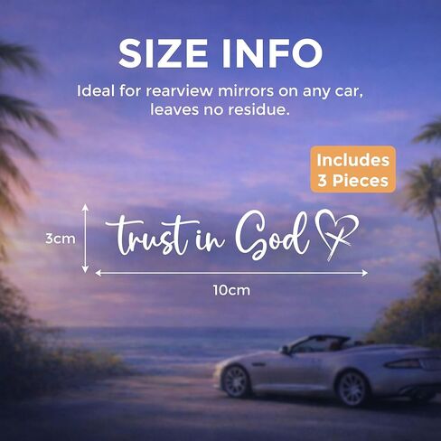 Trust in God Car Mirror Decal 1 Pack, Rearview Mirror Sticker for Car, Christian Auto Accessories, Faith Based Gift, Minimalist Vinyl Lettering Decal for Mirror Window Laptop (Black) in Kuwait