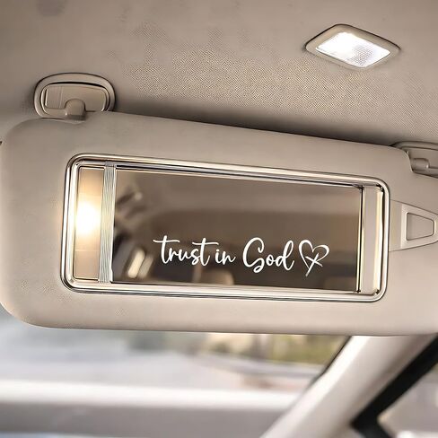 Trust in God Car Mirror Decal 1 Pack, Rearview Mirror Sticker for Car, Christian Auto Accessories, Faith Based Gift, Minimalist Vinyl Lettering Decal for Mirror Window Laptop (Black) in Kuwait