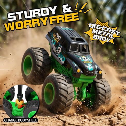 8 Pack Monster Trucks & Die-cast Metal Cars Toy Set, Powered Push and Go Battle Vehicles, DIY Assembly Racing Game with 4 Themes, Birthday Gift for Boy Toddlers Kids Age 3 4 5 6 7 8 Year Old in Saudi Arabia