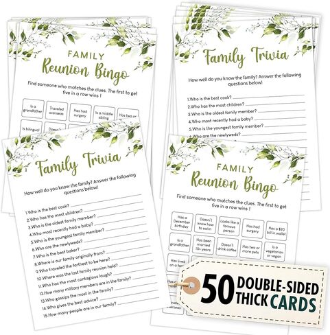 WOODAMORE Family Reunion Bingo Game - 50 Pcs Find Someone Bingo Game for Family, Family Reunion Games, Fun Family Party Games in Kuwait