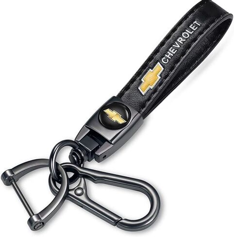 Leather Car Keychain Universal Fit for Chevrolet Chevy Silverado Colorado Tahoe Malibu Suburban Camaro Cruze Equinox Sonic Accessories Key Chain for Men and Women Key Ring 091402 Black in Saudi Arabia