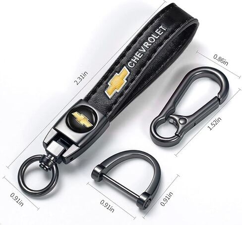 Leather Car Keychain Universal Fit for Chevrolet Chevy Silverado Colorado Tahoe Malibu Suburban Camaro Cruze Equinox Sonic Accessories Key Chain for Men and Women Key Ring 091402 Black in Saudi Arabia