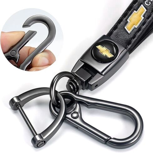 Leather Car Keychain Universal Fit for Chevrolet Chevy Silverado Colorado Tahoe Malibu Suburban Camaro Cruze Equinox Sonic Accessories Key Chain for Men and Women Key Ring 091402 Black in Saudi Arabia