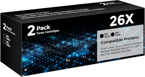26X Black Toner Cartridge Compatible for HP Printer 26X CF226X 26A CF226A Laser Jet Toner Cartridge with M402n M426fdw Toner Cartridges (2-Pack, High Yield up to 9,100 Pages) in Saudi Arabia